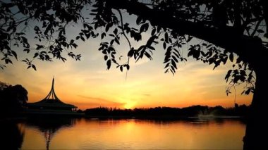 Time Lapse Footage of Sunrise over the Lake of Suanluang King Rama 9 Park, the Largest Public Park in Bangkok, Thailand