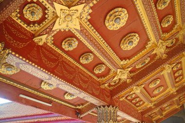 Gorgeous Details of the Cloister Ceiling of The Marble Temple or Wat Benchamabophit in Bangkok, Thailand