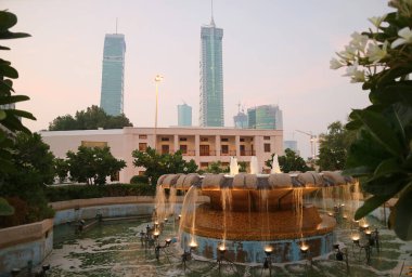 Evening View of Bab Al Bahrain Square with the Impressive Fountain, Manama, Bahrain