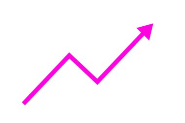 Hot pink arrow graph for a concept of Increasing isolated on white background