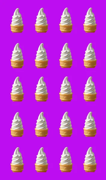 Поп Арт Молочного Софта Подавать Мороженое Шишками Фиолетовом Фоне — стоковое фото