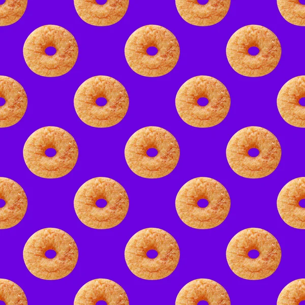 Padrão Sem Costura Donut Canela Selecionável Fundo Cor Azul Cornflower — Fotografia de Stock