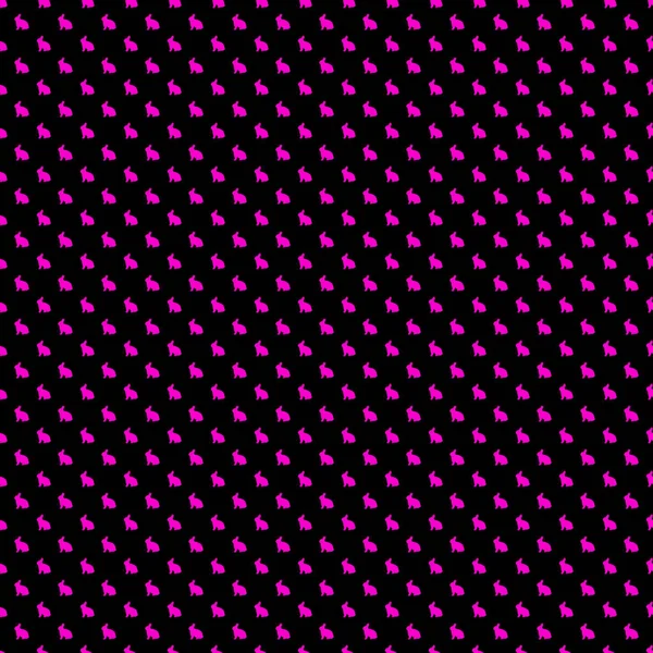 stock image Seamless Pattern of Hot Pink Rabbits on Black Background