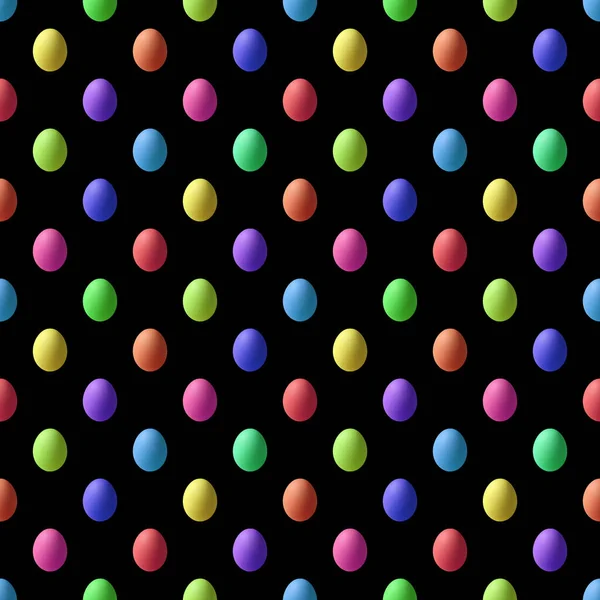 Patrón Sin Costura Huevo Pascua Multicolor Sobre Fondo Negro —  Fotos de Stock