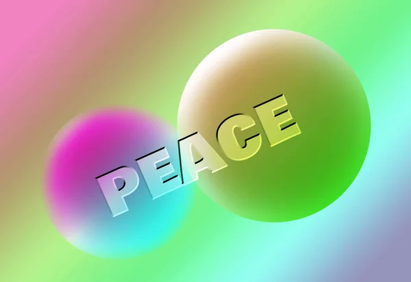 색상의 색상을 평화의 단어와 Spheres — 스톡 사진