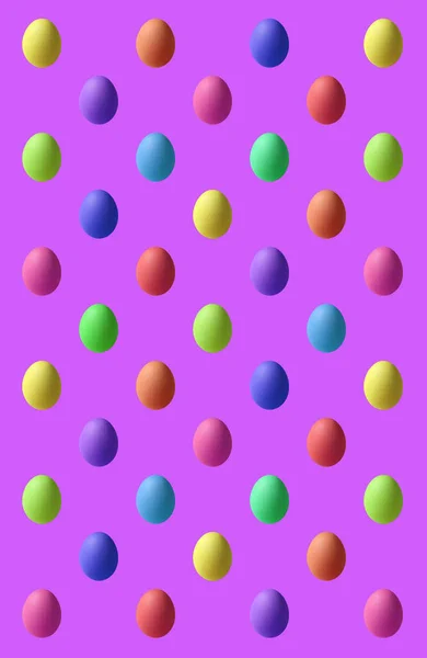 Rainbow Colored Easter Egg Pattern on Lavender Purple Background