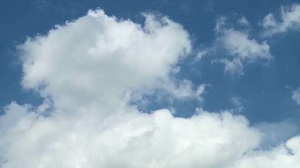 在明亮的蓝天上飘扬的蓬松白云的影像 — 图库视频影像