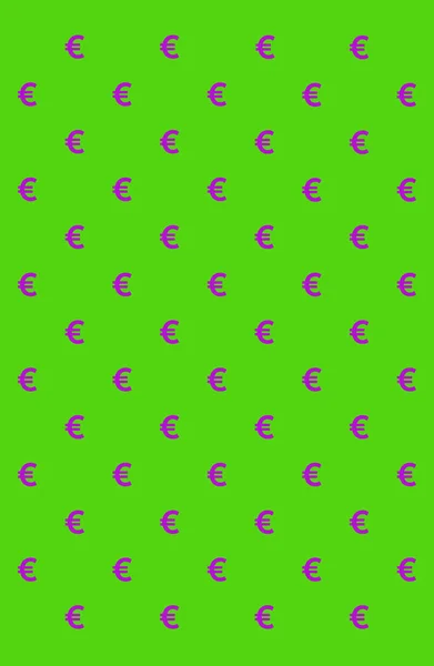 Ilustración Del Vibrante Patrón Signos Euro Púrpura Sobre Fondo Verde —  Fotos de Stock