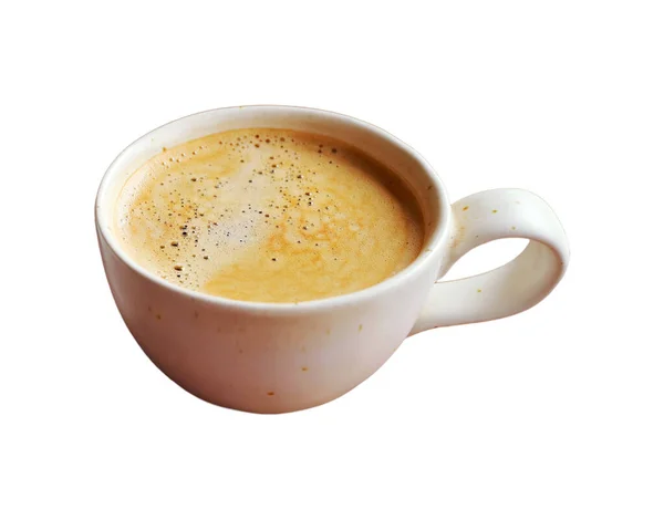 Nahaufnahme Eine Tasse Heißen Schaumigen Kaffee Isoliert Auf Weißem Hintergrund — Stockfoto