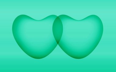 Nane Yeşili Üç Boyutlu Kalpler Gradyan Pembe Arkaplanda