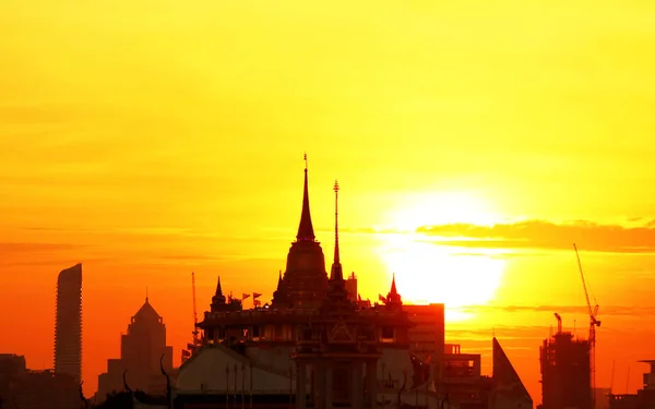 Silhouette Golden Mount Chedi Phu Khao Thong Wat Saket Temple — Stock Photo, Image