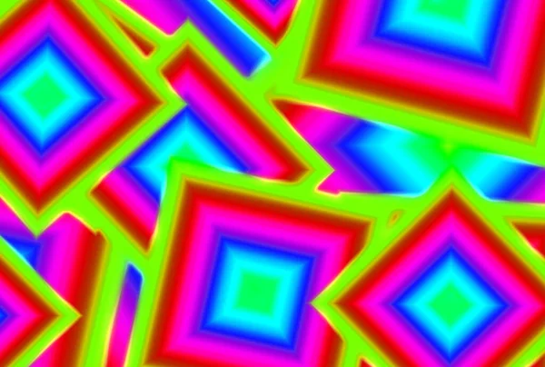 抽象几何霓虹灯颜色混沌正方形框图的说明 — 图库照片