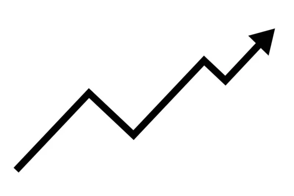 白の背景に増加の概念のための黒い矢印とグラフ — ストック写真