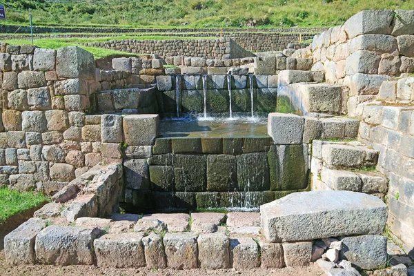 stock image Well Preserved Inca's Fountain at Tipon, Historic Civil Engineering Landmarks in Sacred Valley of the Inca, Cuzco, Peru, South America