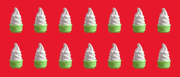 Молоко Мягкое Подавать Мороженое Лаймово Зеленые Конусы Шаблон Шокирующем Оранжевом — стоковое фото
