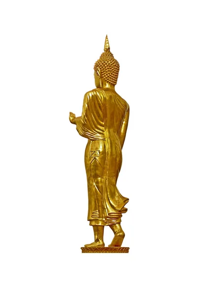 Imagem Buda Dourada Bonita Postura Vigília Isolada Fundo Branco — Fotografia de Stock