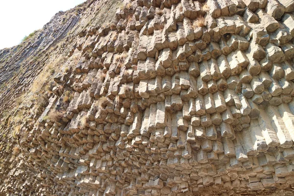 Niesamowite Tekstury Symfonii Kamieni Masywne Kolumny Formacji Bazaltowych Garni Gorge — Zdjęcie stockowe