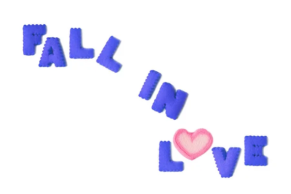 알파벳 쿠키와 마시멜로가 배경에 Fall Love 타이포그래피 — 스톡 사진