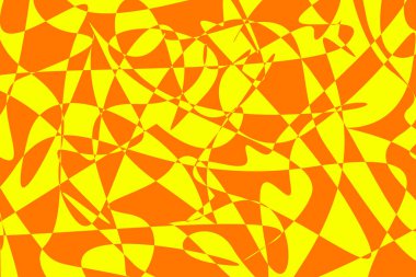 Gelecekteki kaotik şekillerin ve kaplan portakalı ve limon sarısı soyut desenlerin tasviri