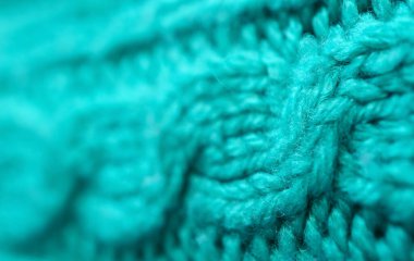 Turkuaz Mavi Örgü Kumaş Örgü Deseni ve Dokusunun Yakın Çekimi
