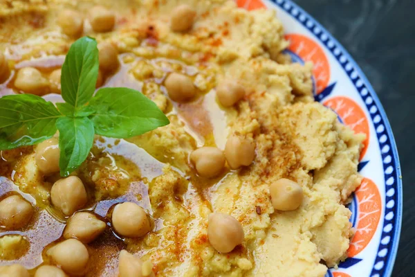 Closeup Delectable Freshly Cooked Homemade Hummus Stok Foto Bebas Royalti