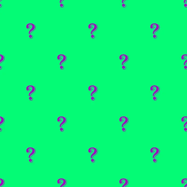 Seamless pattern of violet question marks on lime green backdrop