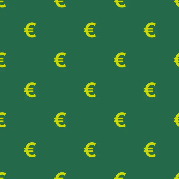 Illustration of Chartreuse Yellow Euro Sign Seamless Pattern on Pine Green Background