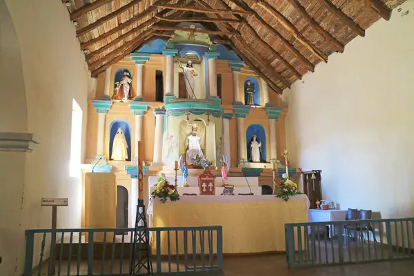 Innvendig Kirke San Pedro Atacama Historisk Monument Loa Provinsen Nord – stockfoto