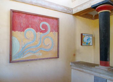 Impressive Replica Fresco Paintings at the Archaeological Site of Knossos, UNESCO World Heritage Site on Crete Island, Greece clipart