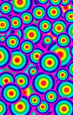 Soyut arkaplan için canlı çok renkli kaotik çemberlerin çizimi