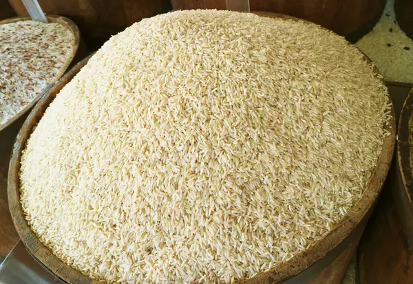 stock image Closed Up Pile of Raw Thai Brown Jasmine Rice