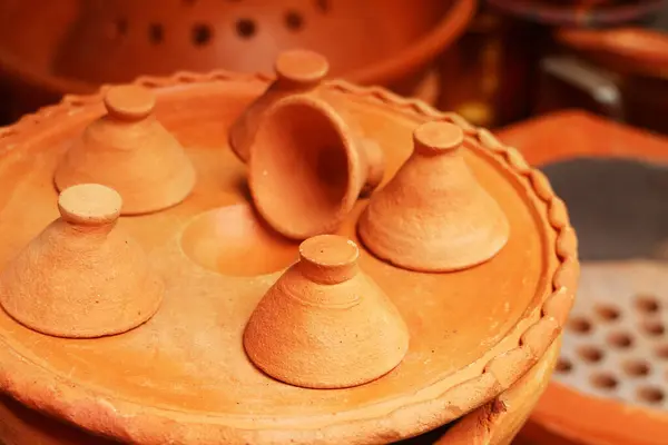 stock image Traditional unglazed terracotta pan for making Thai coconut milk pancakes called Kanom Krok