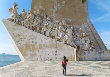 Partial of Monument of the Discoveries, Both Ramps Contained a Total of 33 Figures from the History of the Discoveries, Lisbon, Portugal clipart