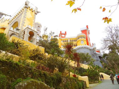 Pena Sarayı, Sao Pedro de Penaferrim 'deki Iconic Romantiklik Kalesi, Sintra Belediyesi, Portekiz Rivierası, Portekiz, Avrupa