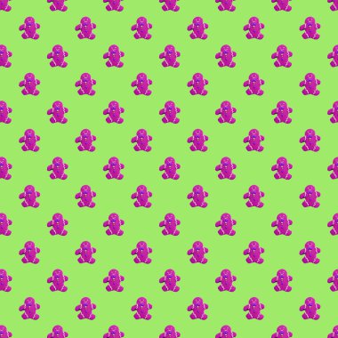 Kusursuz Pop Art Style Mor Zencefilli Adam Kurabiyeleri Kireç Yeşil Arkaplanda