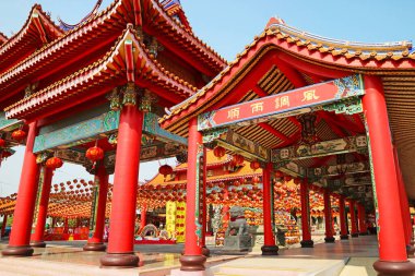 Fantastic Gate of a Chinese Buddhist Temple with Greeting Words Mean 