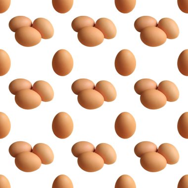 Beyaz arka planda üç yumurtalı kusursuz Bekar Deseni