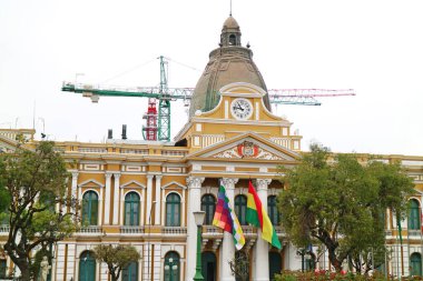 Bolivya Ulusal Kongresi Saat Yönünün Tersinde, Plaza Murillo Meydanı, La Paz, Bolivya, Güney Amerika
