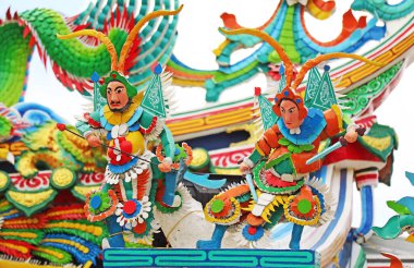 Lao Pun Tao Kong 'un Mimari Detayları, Songwad Yolu' ndaki Tarihi Taoist Tapınağı, Tayland, Bangkok Çin Mahallesi