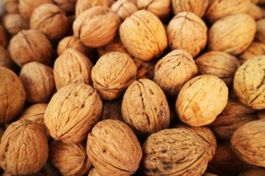 Yerel Markette Satılık Kurutulmuş Ceviz Yığını