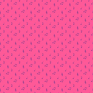 Rose Pembe Arkaplan Üzerine Kraliyet Mavi Müzik Notaları 'nın Çarpıcı Kusursuz Şablonu