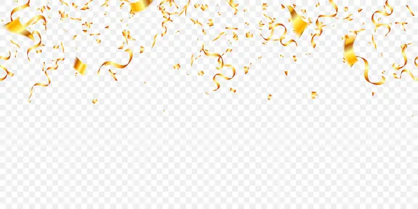 Confettis Vectoriels Png Teinte Dorée Tombent Ciel Sur Fond Transparent — Image vectorielle
