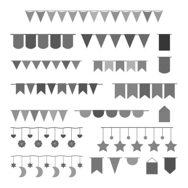 Doğum günü partisi ve bayram dekorasyonu için simge bayrakları kağıt simgesi element vektörü. pankart etiketi
