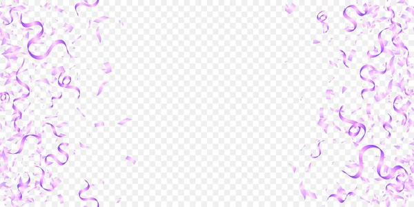 Modèle Fond Célébration Avec Flyer Violet Rubans Confettis Tinsel Illustration — Image vectorielle