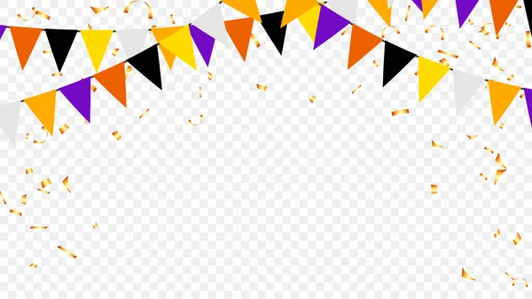 ハロウィンパーティーカラーコンセプトのための三角ペナントチェーンとコンセプト 誕生日 お祝い カーニバル 記念日 ホリデーシーズン — ストックベクタ