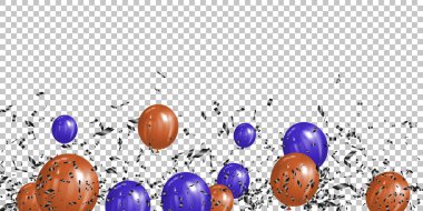 Cadılar Bayramı partisi korkutucu, gerçekçi mor ve turuncu balonlar vektör illüstrasyonları