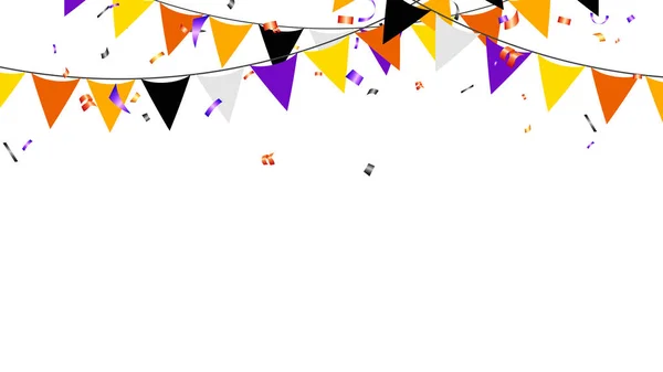 Флаги Хэллоуина Векторная Иллюстрация Баннеров Конфетти Белом Фоне Декор Границы — стоковый вектор