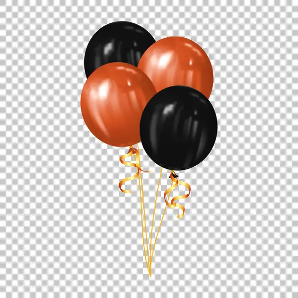 Bündel Luftballons Für Halloween Oder Geburtstag Über Transparentem Hintergrund Feiertagsdekoration — Stockvektor