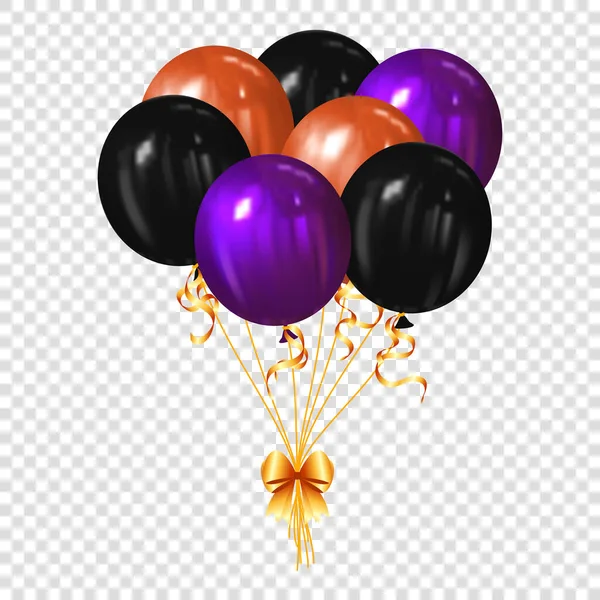 假日装饰和党的概念一束空气气球 用于透明背景下的光晕 — 图库矢量图片