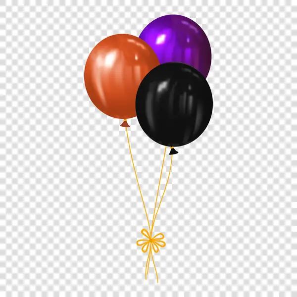Ballons Für Halloween Oder Geburtstagsfeier Auf Transparentem Hintergrund Feriendekorationskonzept — Stockvektor
